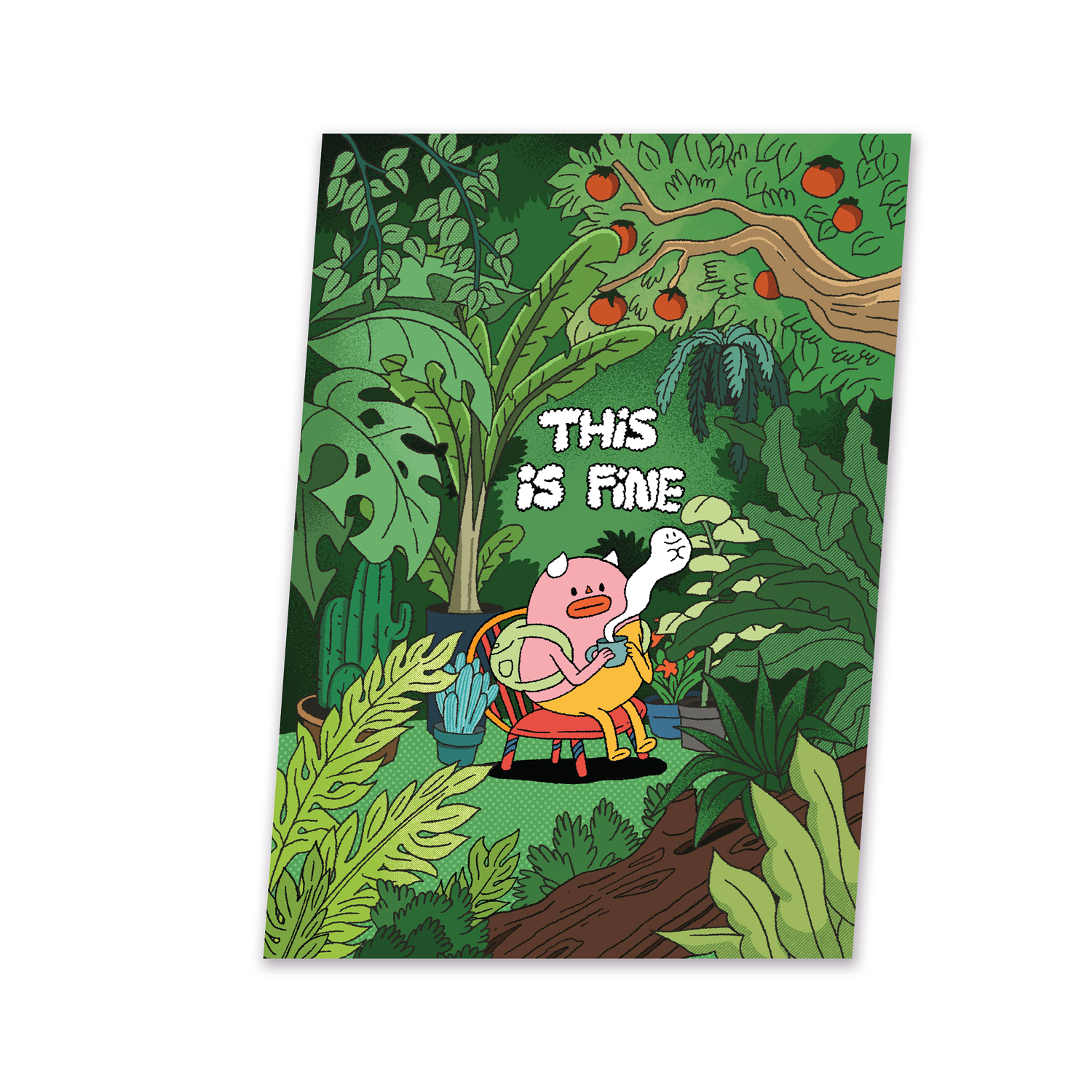 This Is Fine | Green | A3 Art Print