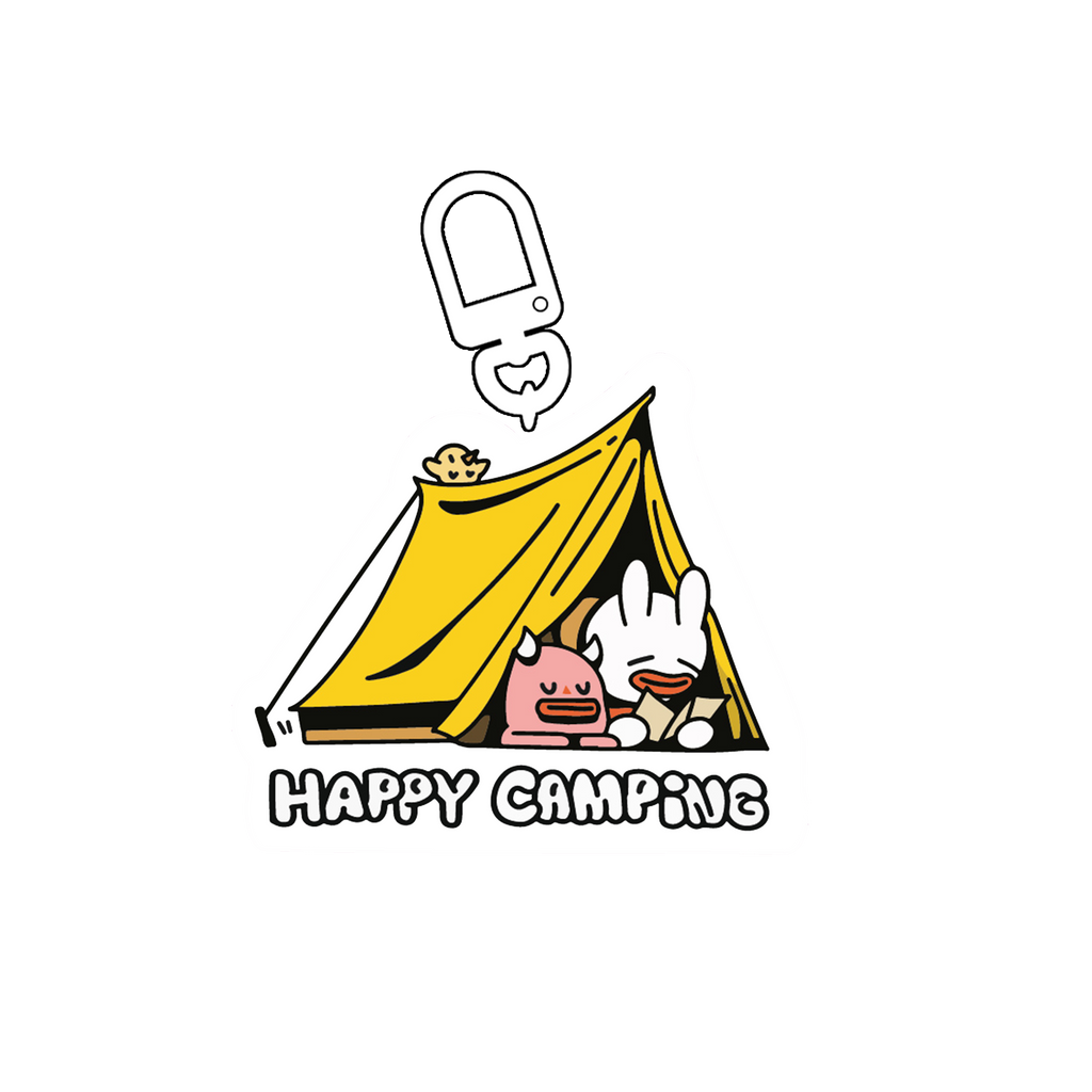 Happy Camping | Beige | Keychain