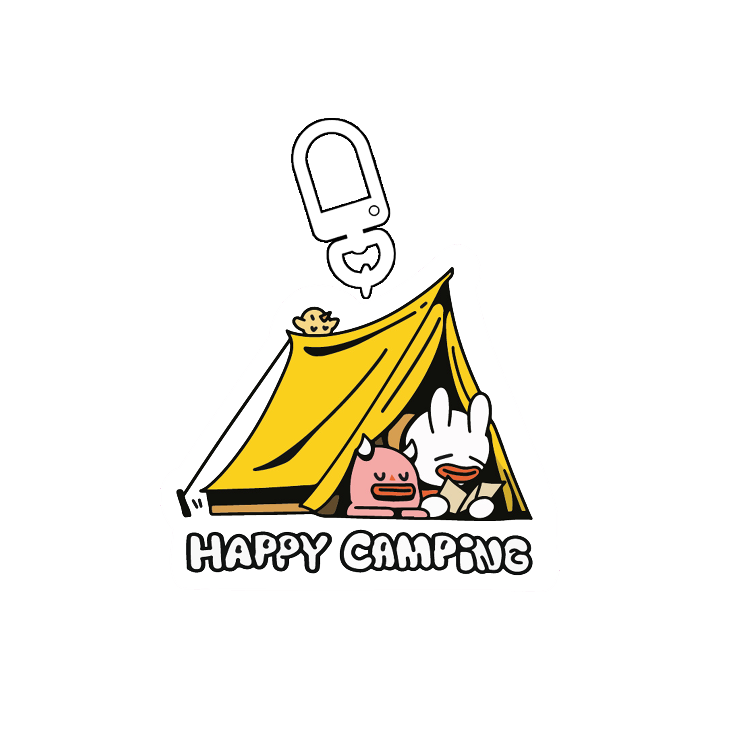 Happy Camping | Beige | Keychain