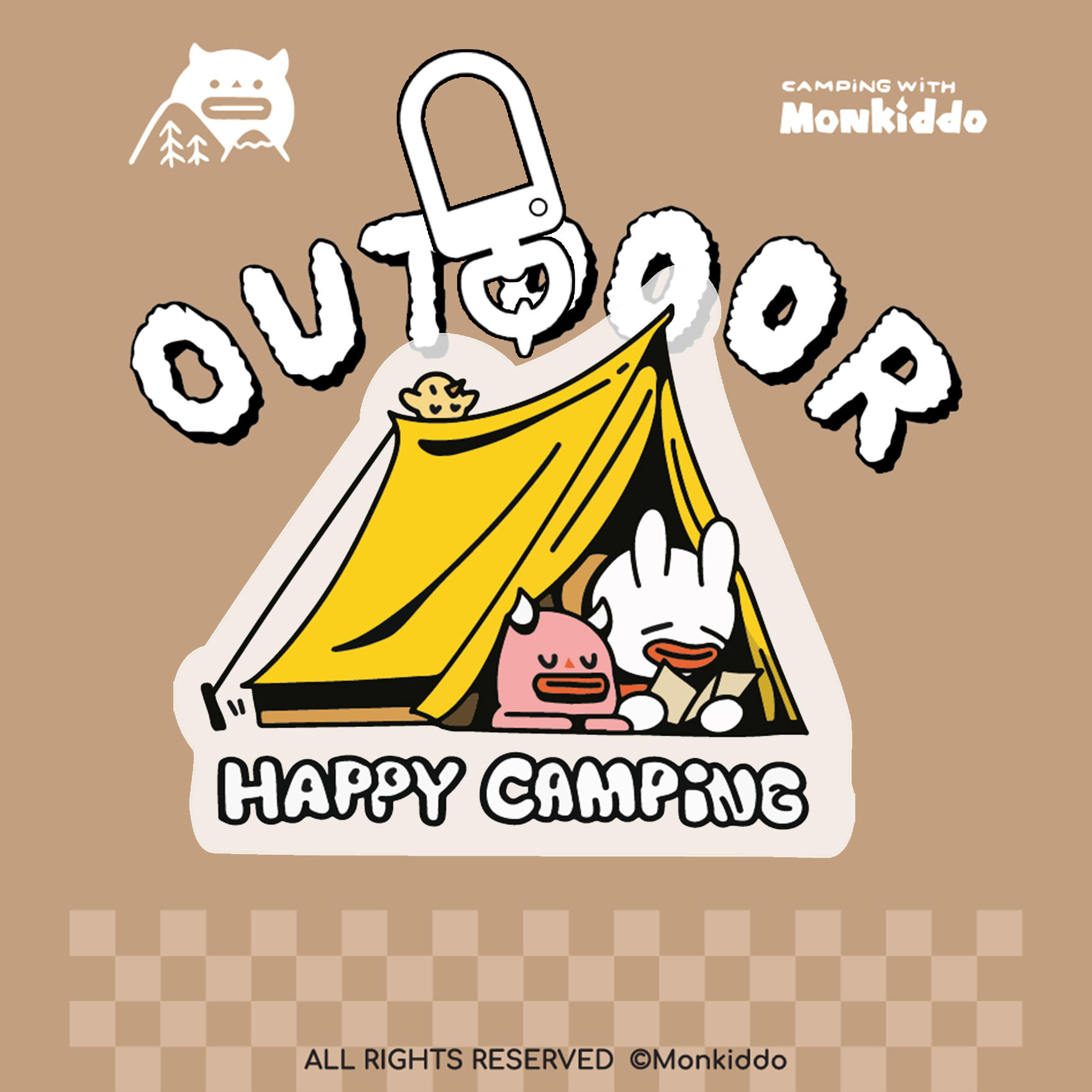 Happy Camping | Beige | Keychain