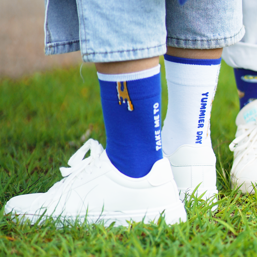 Take Me To Yummier Days (Heehee x MKD) | Blue White | Socks